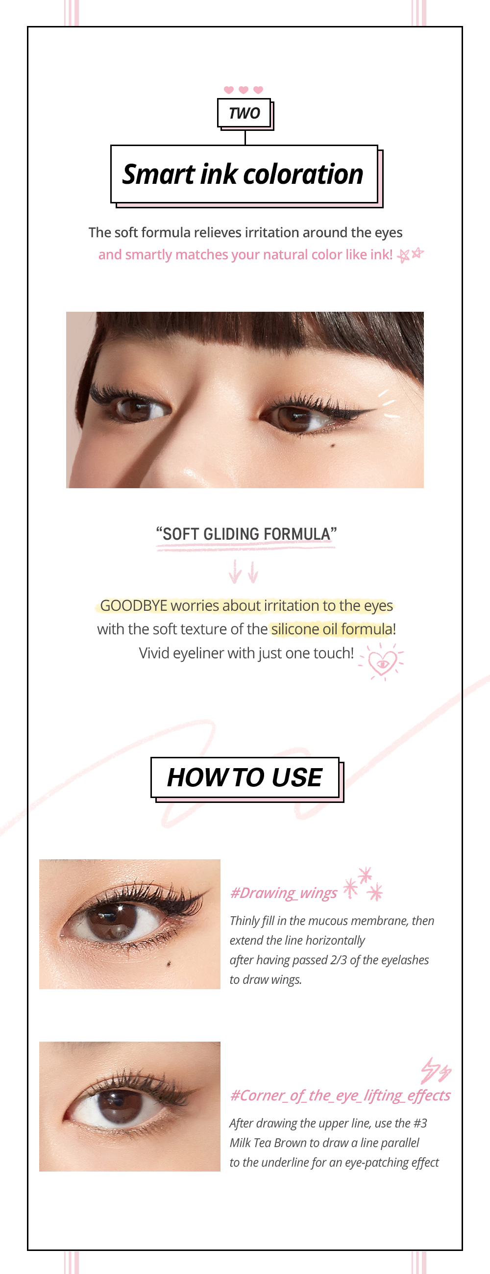 Peripera Ink Thin Thin Pencil Liner soft gliding formula and how to use wings