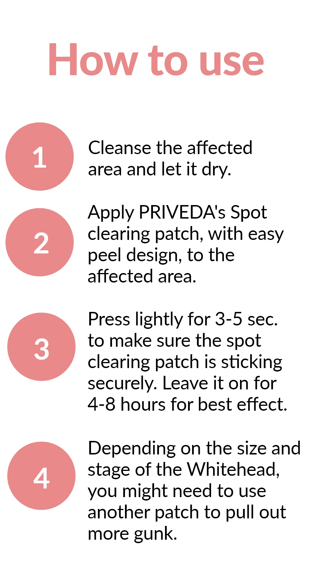 Priveda Spot Clearing Patch how to use 4 steps