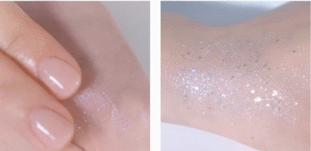 Unleashia Glitterpedia Eye Palette glitter swatch on skin close-up