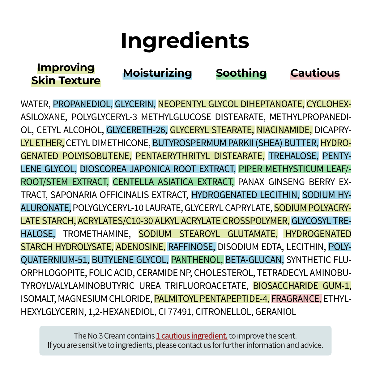 numbuzin No.3 Velvet Beauty Cream full ingredients list