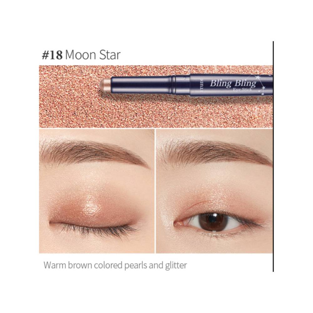 Etude Bling Bling Eye Stick #18 Moon Star warm brown pearl swatch on eyes