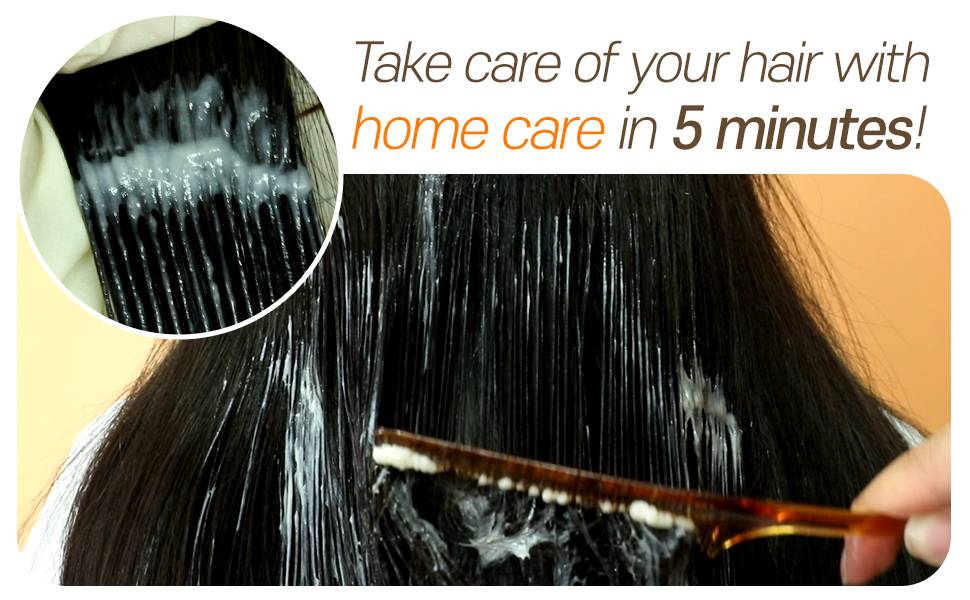 Elizavecca CER-100 Protein Treatment applied with comb, 5-minute home hair care