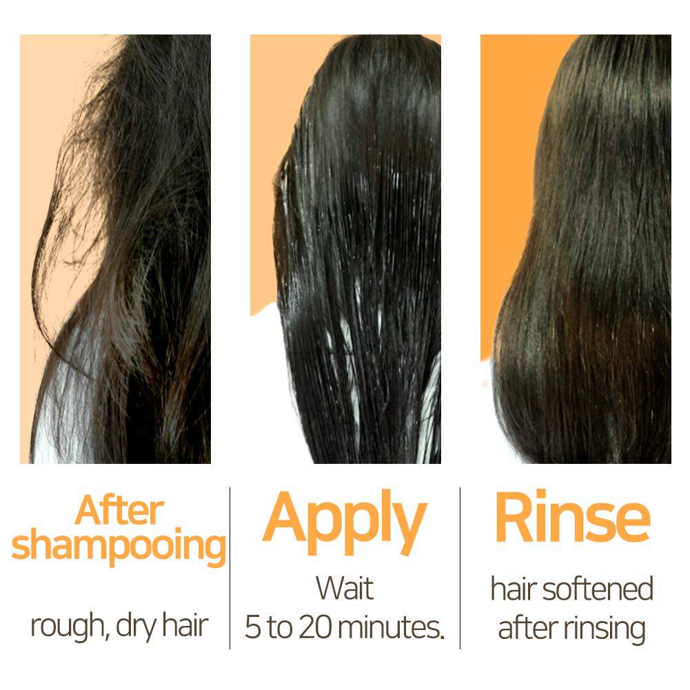 Elizavecca CER-100 Protein Treatment how to use: after shampooing, apply, rinse, softened hair