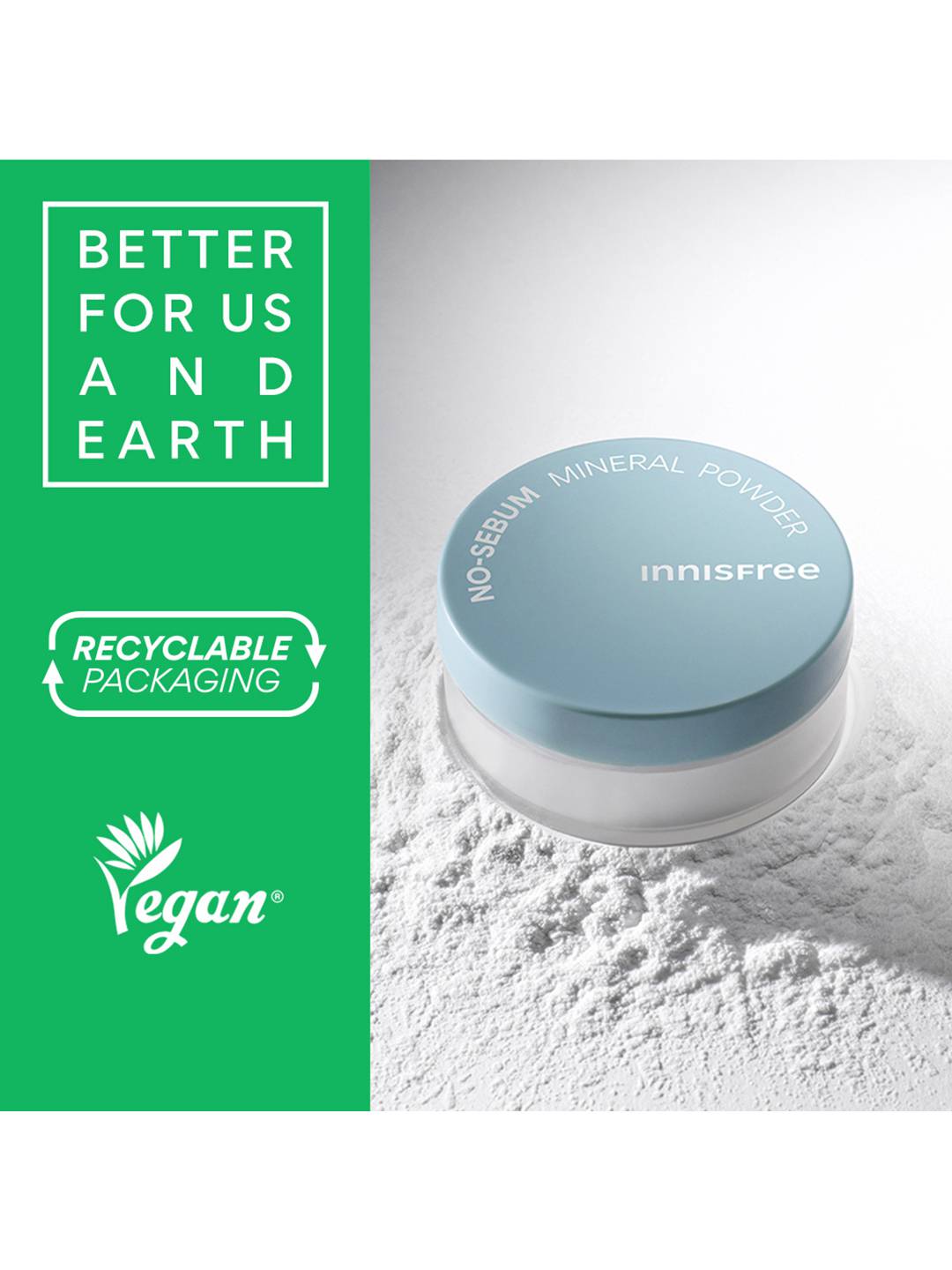 Innisfree No-Sebum Mineral Powder vegan recyclable packaging