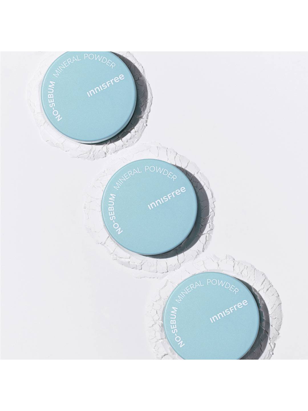 Innisfree No-Sebum Mineral Powder 5g three jars with powder texture