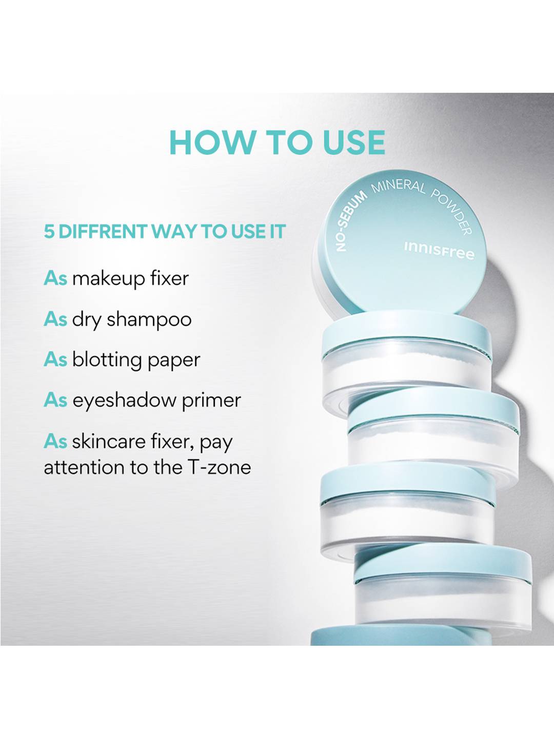 Innisfree No-Sebum Mineral Powder how to use 5 ways