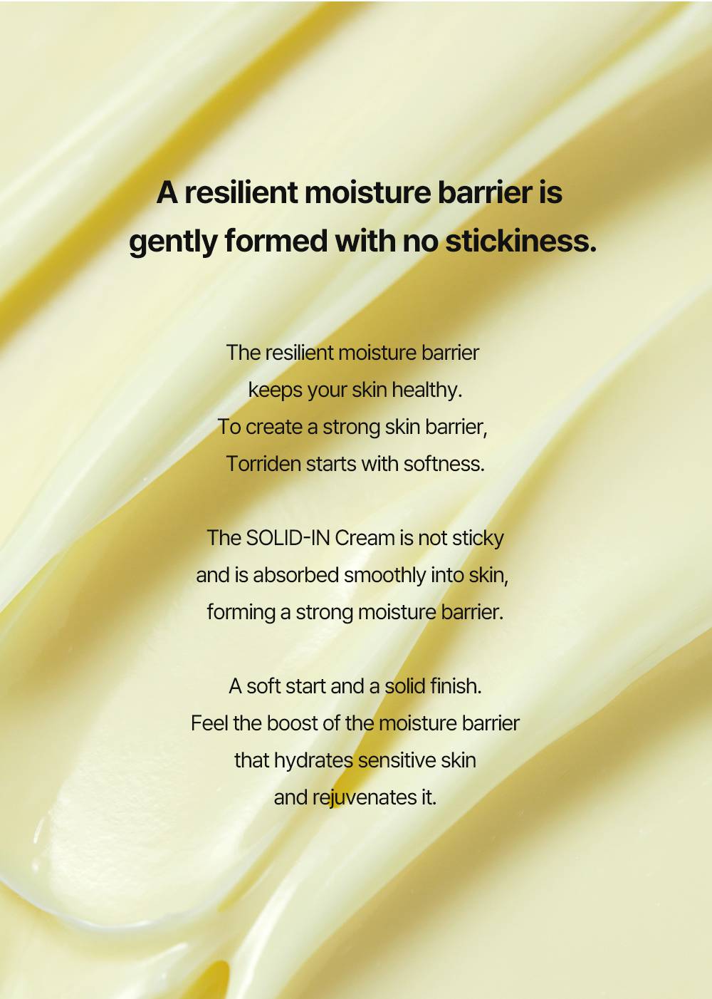 Torriden SOLID-IN Ceramide Cream non-sticky texture close-up, smooth absorption