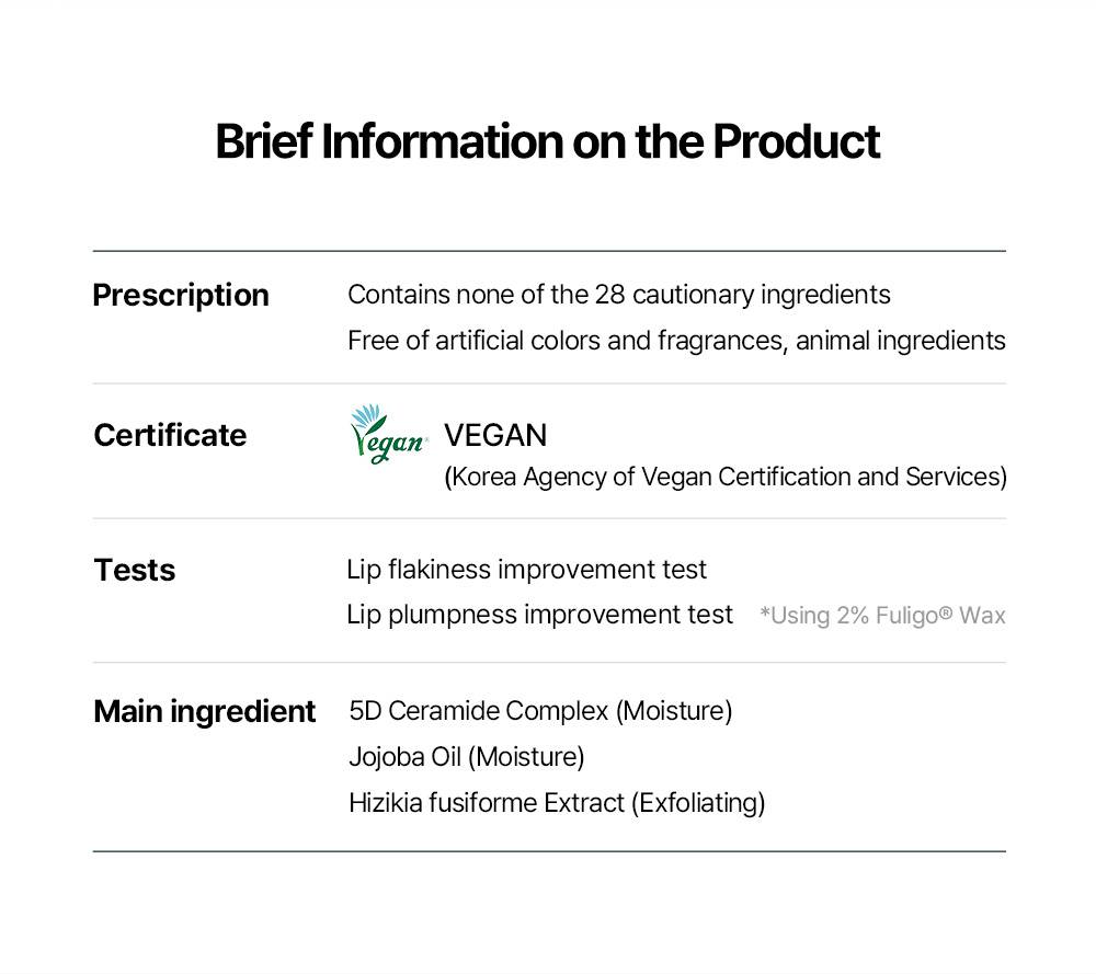 Torriden SOLID-IN Ceramide Lip Essence vegan certificate, tests and main ingredients summary