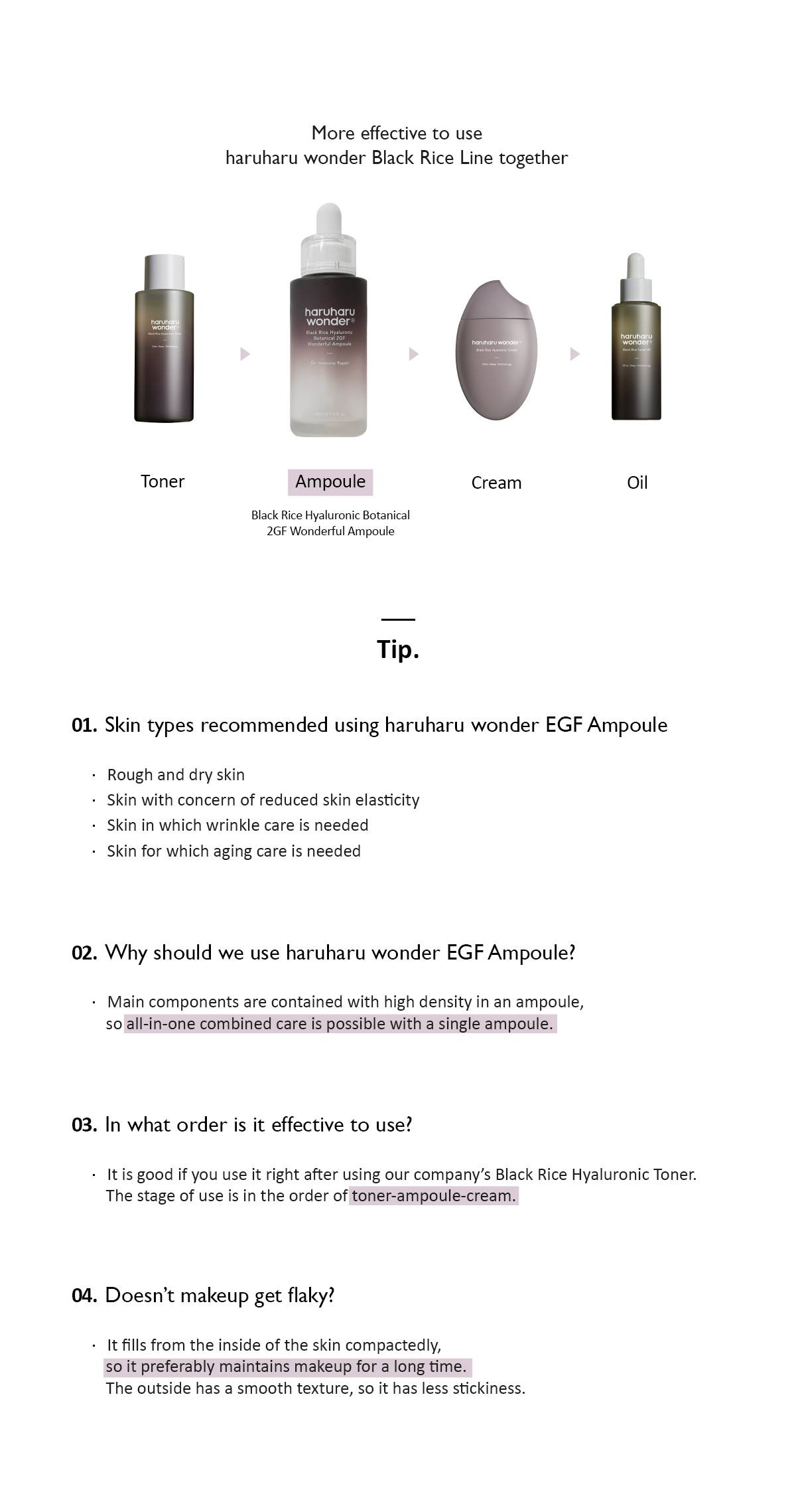 haruharu wonder Black Rice 2GF Wonderful Ampoule how to use, skin types and Black Rice line routine